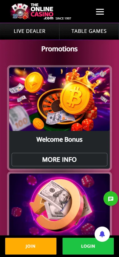 88 Casino mobile promotions area with welcome bonus and reload offers